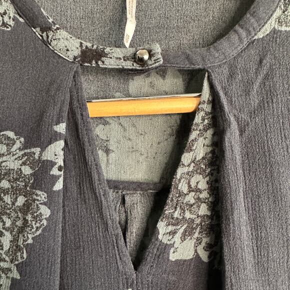 FREE PEOPLE | Midnight Medallion Floral V Neck Oversized Tunic Blue Gray XS - Picture 5 of 5